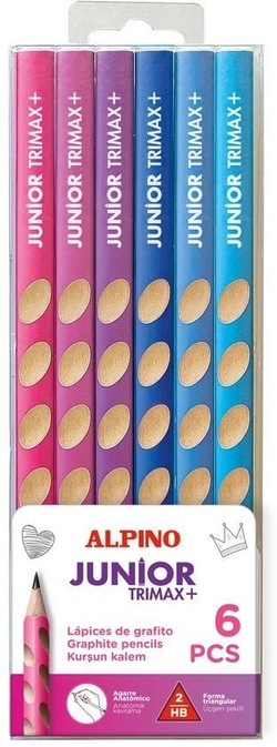 ESTOJO 6 LÁPIS ALPINO JUNIOR TRIMAX + CHIC COLORS HB