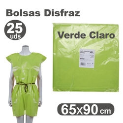 PACK/25 BOLSAS PLASTICO PARA DISFRACES 65X90CM VERDE CLARO