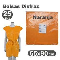JOGO/25 BOLSAS DE PLASTICO PARA DISFRACES 65X90CM LARANJA