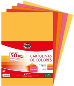 PACK/50 CARTOLINAS FIXO A4 180G. SORTIDOS FUERTES 1