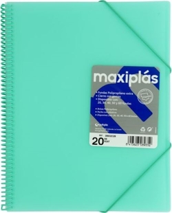 A4 FOLDERS 50 A4 SPIRAL MAXIPLAS SLEEVES WATER GREEN