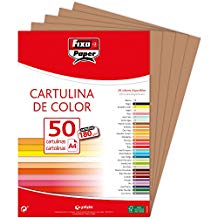 PAQ/50 CARTOLINAS FIXO A4 180G. MARRON CANELA