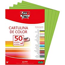 PACK/50 CARTOLINAS FIXO A4 180G. VERDE LIMA
