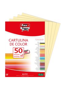 PAQ/50 CARTULINAS FIXO A4 180G. VAINILLA