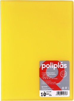 CARPETA Fº 50 FUNDAS SOLDADAS TRANSLUCIDAS AMARILLO
