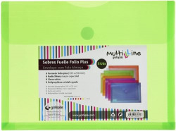 PAQ/5 CARTAFOL SOBRE Fº VERDE CON FUELLE VELCRO PP MULTILINE