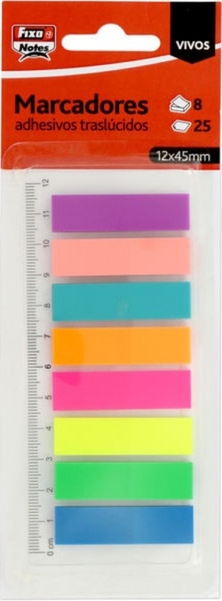 BLISTER 8 MARQUEURS AUTOADHESIVOS TRANSLUCIDE 12X45