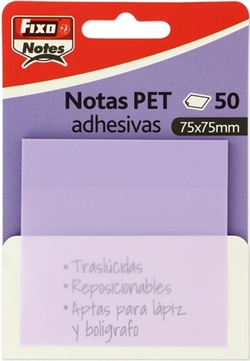 BLOC 50 NOTAS AUTOCOLLANTES TRANSLUCIDE 75X75 LAVANDA