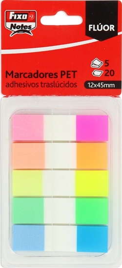 BLISTER 5 MARQUEURS AUTOADHESIVOS TRANSLUCIDE 12X45
