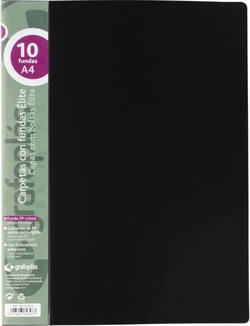 DOSSIER 10 COUVERTURES ELITE A4 OPACO COULEUR NOIR POLIPROPILENO