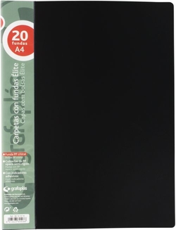 CAPA 20 MICAS ELITE A4 OPACO COR PRETO POLIPROPILENO