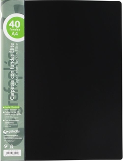 DOSSIER 40 COUVERTURES ELITE A4 OPACO COULEUR NOIR POLIPROPILENO
