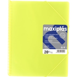 A4 FOLDERS 20 A4 SPIRAL MAXIPLAS YELLOW SLEEVES