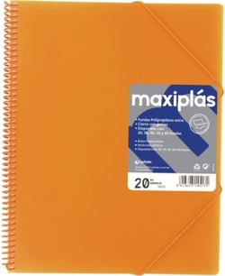 A4 FOLDERS 40 A4 SPIRAL MAXIPLAS ORANGE SLEEVES