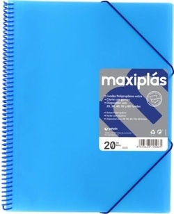 CARTAFOLES A4 60 FUNDAS A4 ESPIRAL MAXIPLAS AZUL