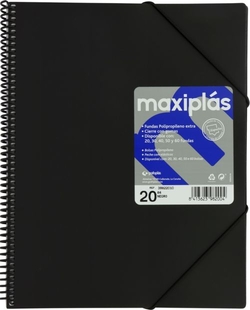 CAPAS A4 60 MICAS A4 ESPIRAL MAXIPLAS NEGRA