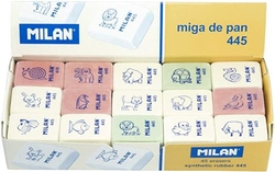 BOX OF 45 ERASERS MILAN 445 ASSORTED COLORS BREAD CRUMBS