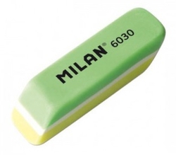 BOX OF 30 ERASERS MILAN 6030 PLASTIC ASSORTED COLORS