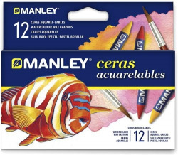 ÉTUI 12 CRAYON DE CIRE MANLEY ACUARELABLES COULEURS ASSORTIMENTS