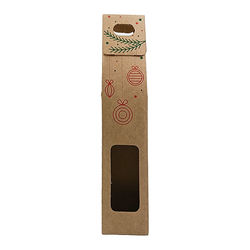 PACK 12 BOÎTE PRÉSENT BOUTEILLE NOËL PAPIER CARTON BRUN 38X8X9CM
