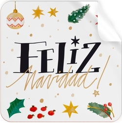 ROULER 250 ETIQUETAS CUADRADA FELIZ NOËL