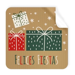 ROTLLO 250 ETIQUETAS CUADRADAS KRAFT FELICES FIESTAS
