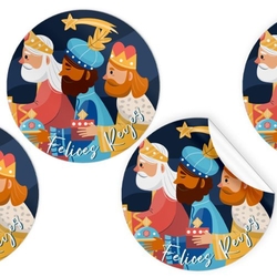 ROLO 250 ETIQUETAS REDONDA FELIZ REYES