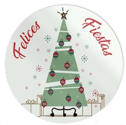 ROLO 250 ETIQUETAS REDONDA FELICES FIESTAS NATAL