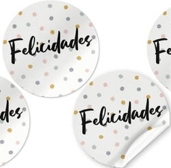 ROLO 250 ETIQUETAS REDONDA FELICIDADES
