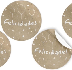 ROULER 250 ETIQUETAS REDONDA FELICIDADES