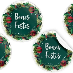 (CAT)ROLLO 250 ETIQUETAS REDONDA NOËL CATALAN