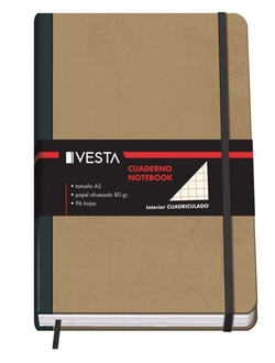 CADERNO CARTONE A5 80G 96H CUAD.5X5 FECHO COM BORRACHA