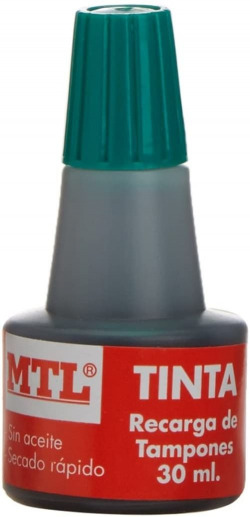 GARRAFA DE TINTA 30ML VERDE RECARGA/ENTINTADO DE TAMPON MTL