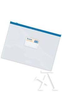 SAC ZIPPER Fº APAISADO PVC TRANSPARENT FERMETURE BLEU