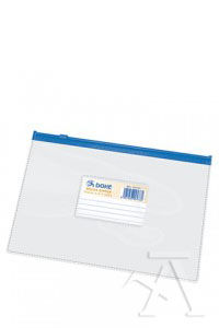 SAC ZIPPER A5 APAISADO PVC TRANSPARENT FERMETURE BLEU