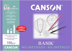 MINIPACK 12 FOLHAS PAPEL MILIMETRADO A4 100G.