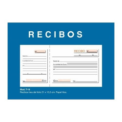 PACK/10 TALONARIOS DE RECIBOS 1/3 FOLIO 21X10,5 CM LOAN