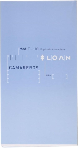 PAQ/10 TALONARIOS DE CAMAREROS 10,5X21CM DUPLICADO AUT T100