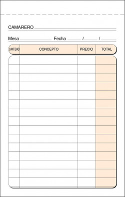 PACK OF 10 WAITER STUBS 9X14CM DUPLICATE AUTOCOPY T-140