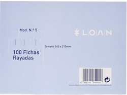 PACK/100 FICHAS LISTRADAS Nº5 16X21,5CM LOAN