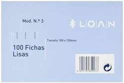PACK/100 FICHAS LISAS Nº3 10X15CM LOAN