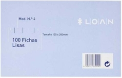 PACK/100 FICHAS LISAS Nº4 12,5X20CM LOAN
