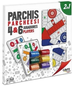 WOODEN PARCHIS BOARD FOR 4 AND 6 PLAYERS WITH ACCESSORIES