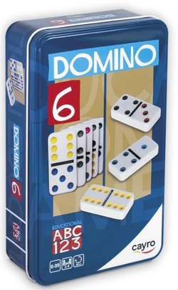 DOUBLE COLOR DOMINO 6 PLAYERS METAL BOX
