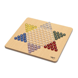 CHINESE CHECKERS WOODEN METAL BOX