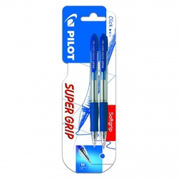 BLISTER 2 PENS SUPER GRIP RETRACTABLE BLUE