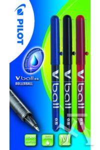 BLISTER 3 BOLIGRAFOS V-BALL NEGRO/AZUL/ROJO 0,5MM