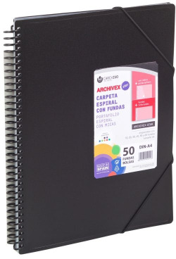CARPETA 50 FUNDAS A4 ESPIRAL ARCHIVEX STAR NEGRE