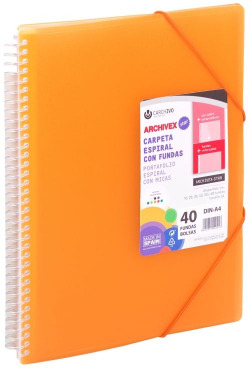 CAPA 50 MICAS A4 ESPIRAL ARCHIVEX STAR LARANJA CARCHIVO