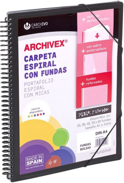 CARTAFOL 20 FUNDAS CANGURO A4 ARCHIVEX STAR NEGRO